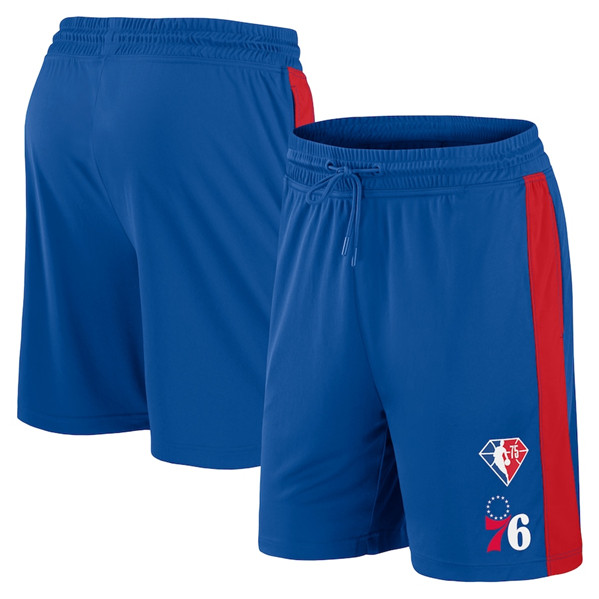 Men's Philadelphia 76ers Blue With Team Logo Shorts - Click Image to Close